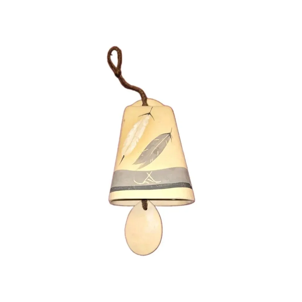 Navajo Grey Feather Pottery Bell w Matching Planter or Bird Feeder 2 Piece Set